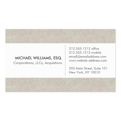 Vintage Emblem on Tan Linen (Faux) Business Card Template (back side)