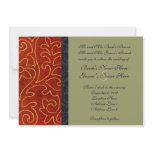 Vintage Embroidery Red Taupe Wedding Invitation