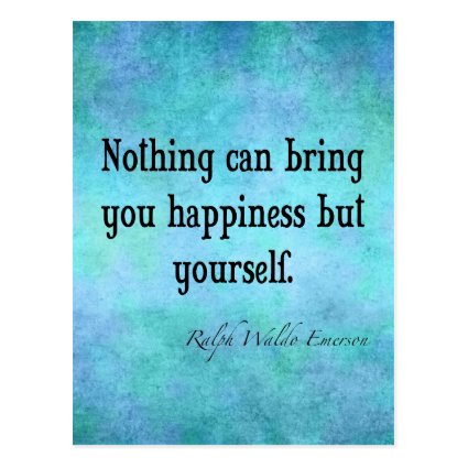 Vintage Emerson Happiness Inspirational Quote Blue Post Cards