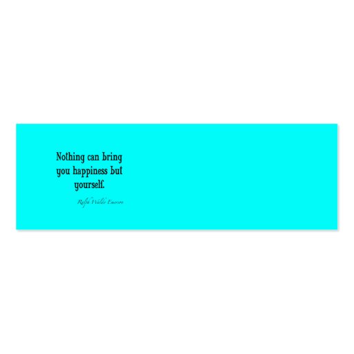 Vintage Emerson Happiness Quote Neon Blue Teal Business Card Template (front side)