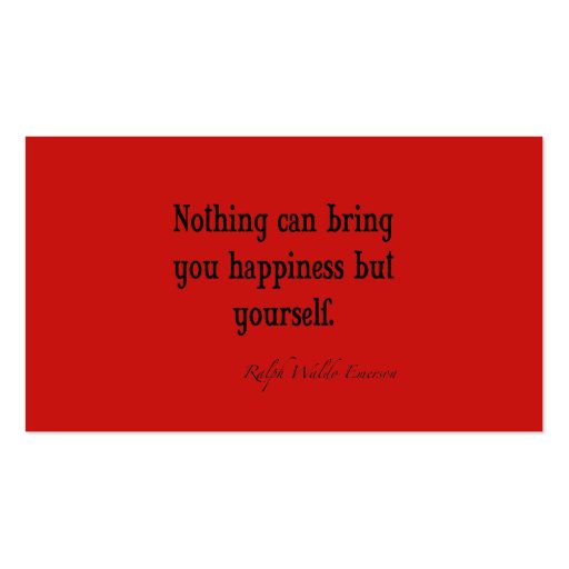Vintage Emerson Happiness Quote Poppy Red Business Card Template (front side)