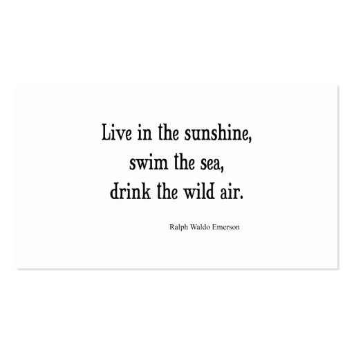 Vintage Emerson Live in Sunshine Quote Business Cards (front side)