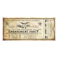 Vintage Engagement Party Ticket Invitation