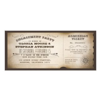 vintage engagement party ticket typography design custom announcement