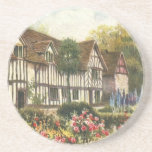 Vintage English Cottage with English Gardens Coasters