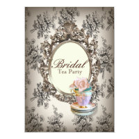 vintage english country bridal shower tea party card