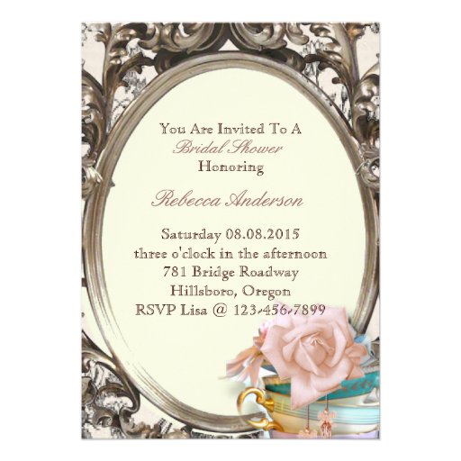 vintage english country bridal shower tea party invitations