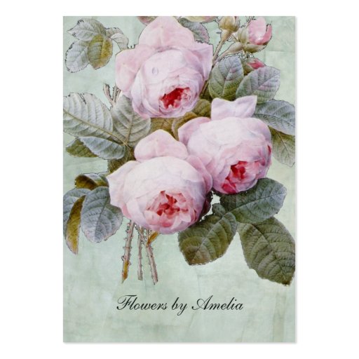 Vintage English Rose Garden Botanical Chubby Business Card (front side)