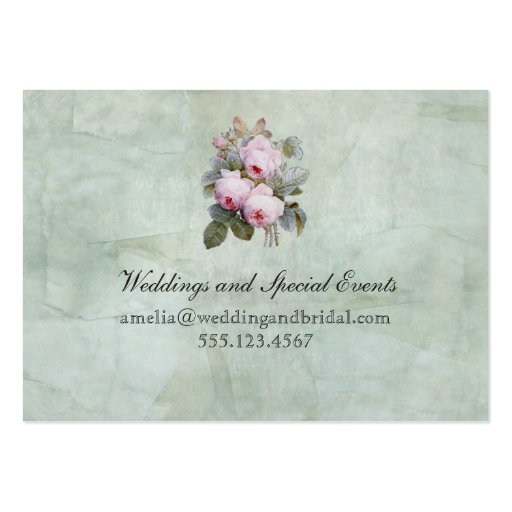 Vintage English Rose Garden Botanical Chubby Business Card (back side)