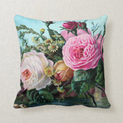 Vintage English Roses Floral Print Shabby Chic old Pillows