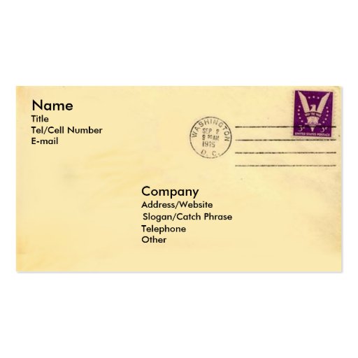 Vintage Envelope Business Cards (front side)