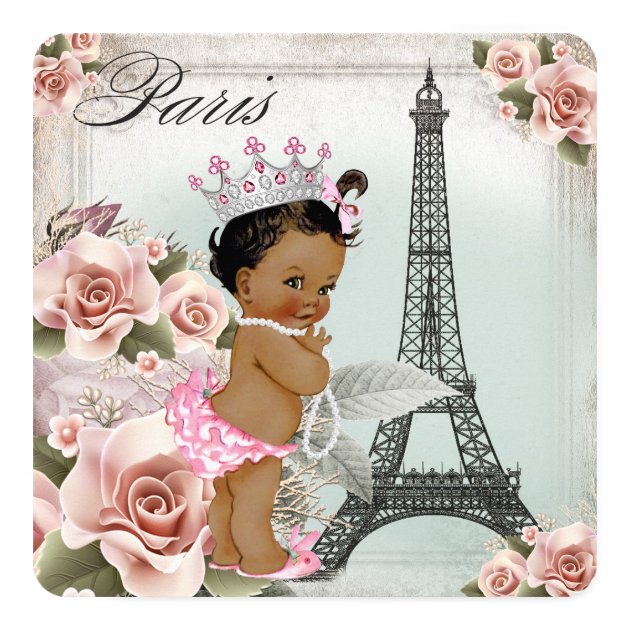 Vintage Ethnic Princess Paris Baby Shower Card