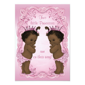 Vintage Ethnic Princess Twins Baby Shower Pink 5x7 Paper Invitation Card