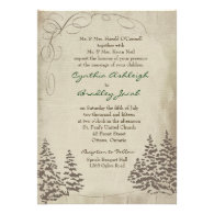 Vintage Evergreen Wedding Invitation