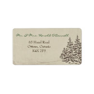 Vintage Evergreen Winter Wedding Address Label