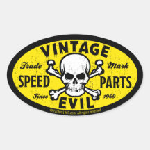 Vintage Evil 007A Oval Stickers