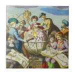 Vintage Explorers with Antique Globe Map, 1542 Tiles Vintage Explorers with Antique Globe Map, 1542 Tiles