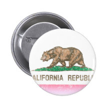 Vintage Fade California Flag Pinback Buttons
