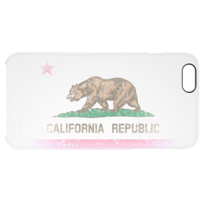 Vintage Fade California Republic Flag Clear iPhone 6 Plus Case