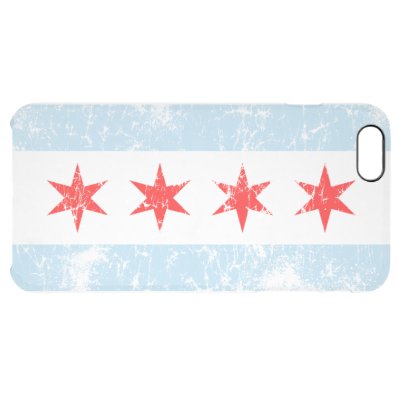 Vintage Fade Chicago Flag Clear iPhone 6 Plus Case