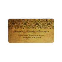 Vintage faded black gold damask address label