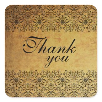 Vintage faded black gold damask wedding stickers sticker