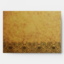Vintage faded black gold swirl damask envelope