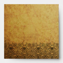 Vintage faded black gold swirl damask envelope