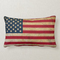 Vintage Faded Old US American Flag Antique Grunge Throw Pillows