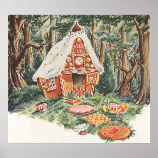 Vintage Fairy Tale, Hansel and Gretel Candy House Poster Zazzle