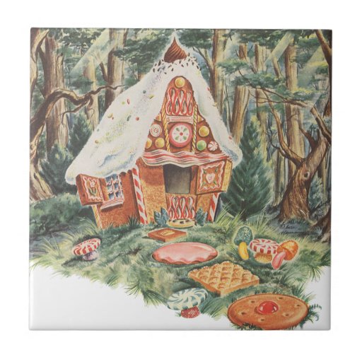 Vintage Fairy Tale Hansel And Gretel Candy House Tile Zazzle
