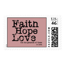 Vintage Faith Hope Love Postage Stamps