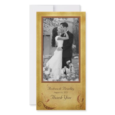 Vintage Fall Country Floral Wedding Photocard Photo Greeting Card