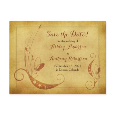 Vintage Fall Floral Wedding Save the Date Postcard