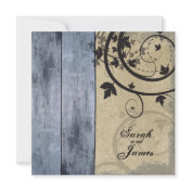 Vintage Fall Wedding Invitation Blue Barn Board