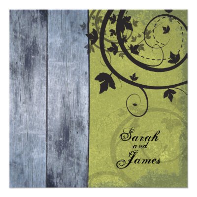 Vintage Fall Wedding Invitation Blue Barn Board
