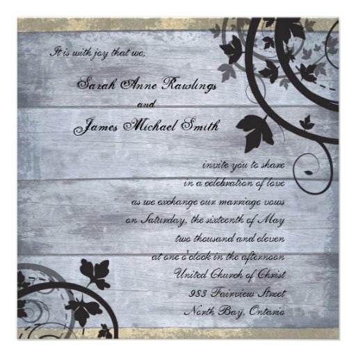 Vintage Fall Wedding Invitation Blue Barn Board
