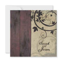 Vintage Fall Wedding Invitation Red Barn Board