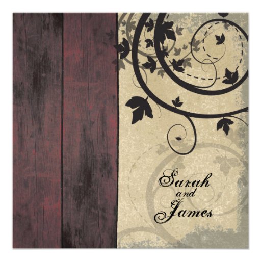 Vintage Fall Wedding Invitation Red Barn Board