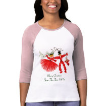 Vintage Family Christmas Ladies 3/4 Sleeve Raglan Tee Shirt