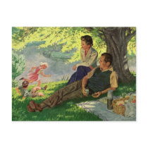 Vintage Family Picnic Under a Shade Tree Post Card
