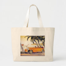 Vintage Family Vacation in a Convertible Car Tote Bag