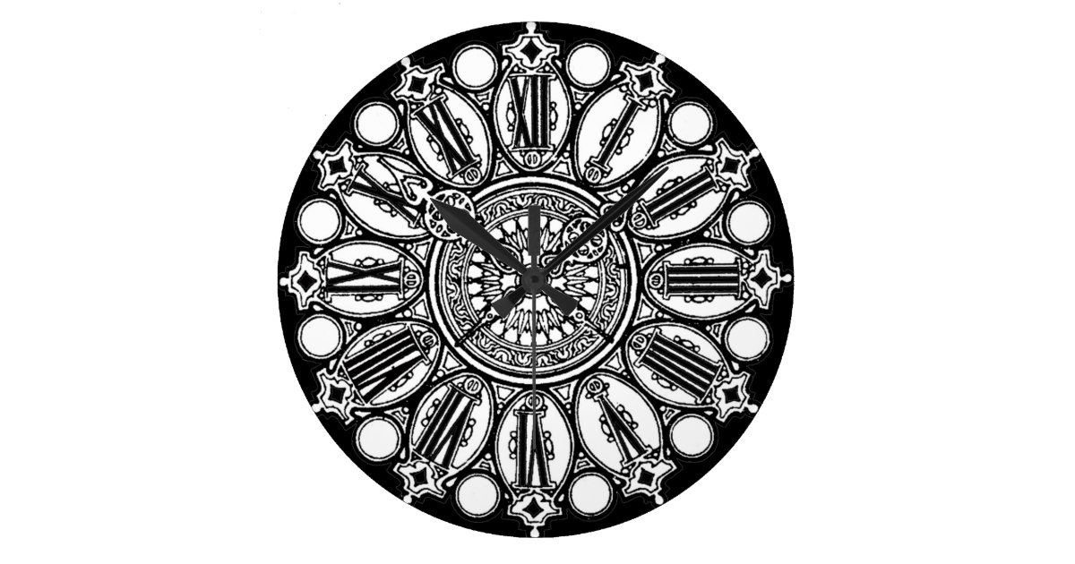 Vintage Fancy Clock Face Black & White Zazzle