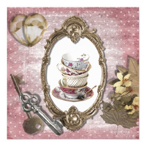 Vintage Fantasy Tea Party Bridal Shower Invitation