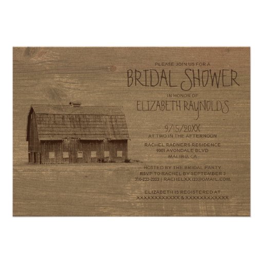 Vintage Farm Bridal Shower Invitations