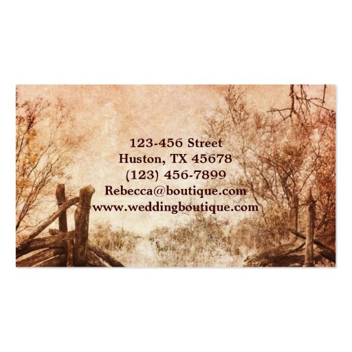 vintage farm fence western country fashion business card template (back side)