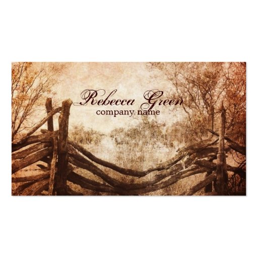 vintage farm fence western country fashion business card template (front side)