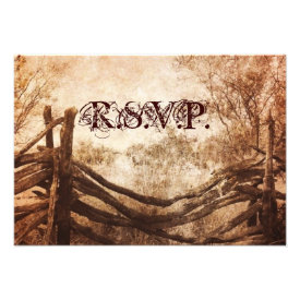 vintage farm fence western country wedding RSVP Personalized Announcements