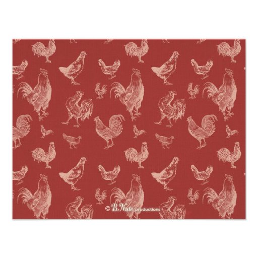 Vintage Farm Rooster Personalized Flat Note Cards