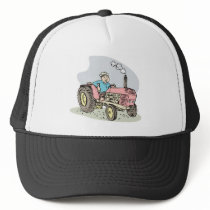vintage farm tractor cartoon mesh hats